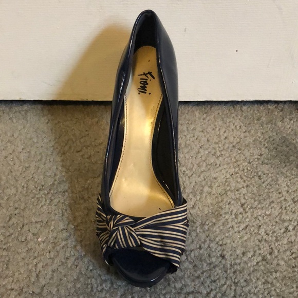 Fioni Formal Navy Open Toe Heels - Picture 3 of 5
